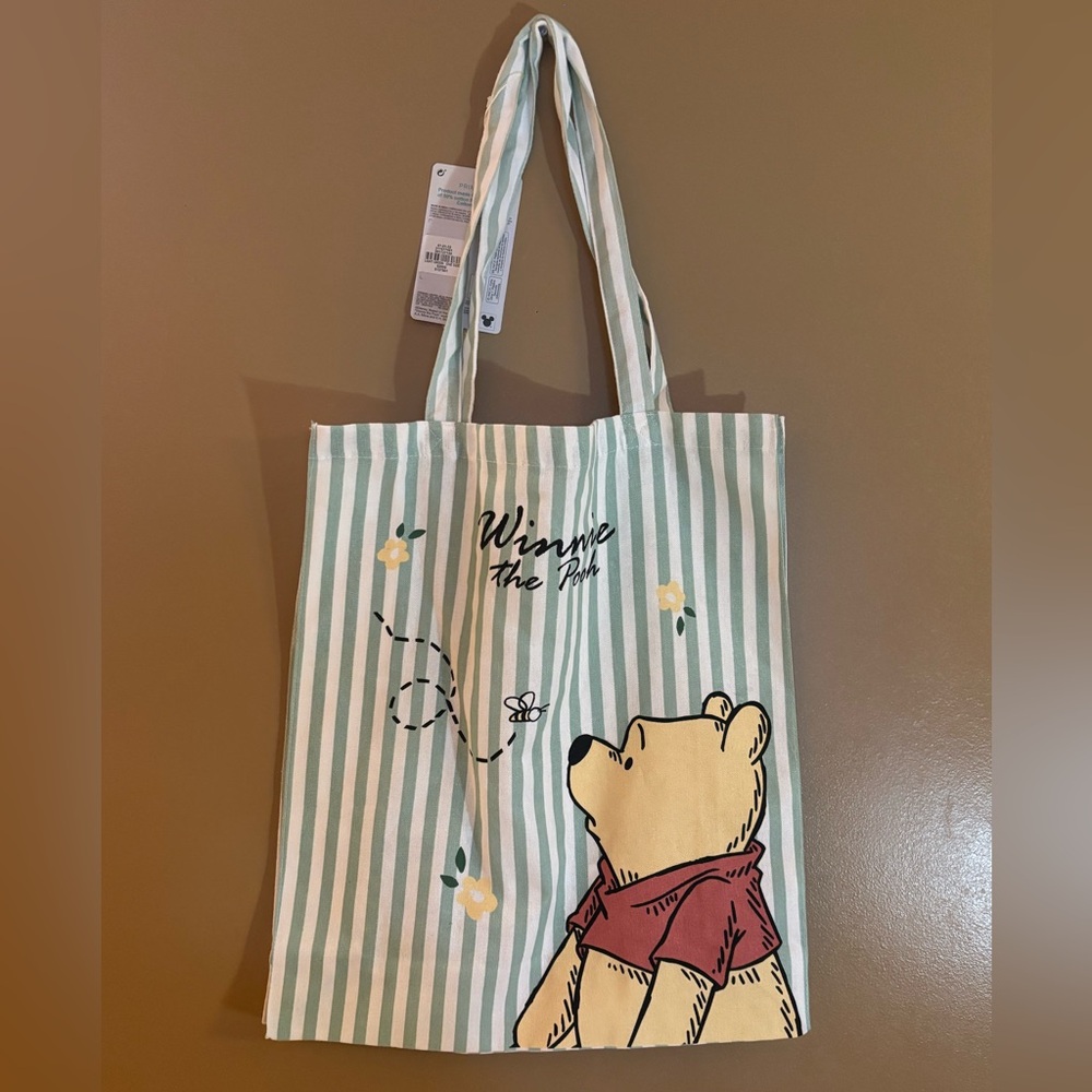 Disney Winnie The Pooh Green Striped Tote Bag By Primark